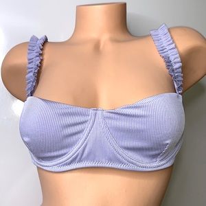 NEW ZAFUL Purple Lilac Lettuce Ribbed Bikini Top